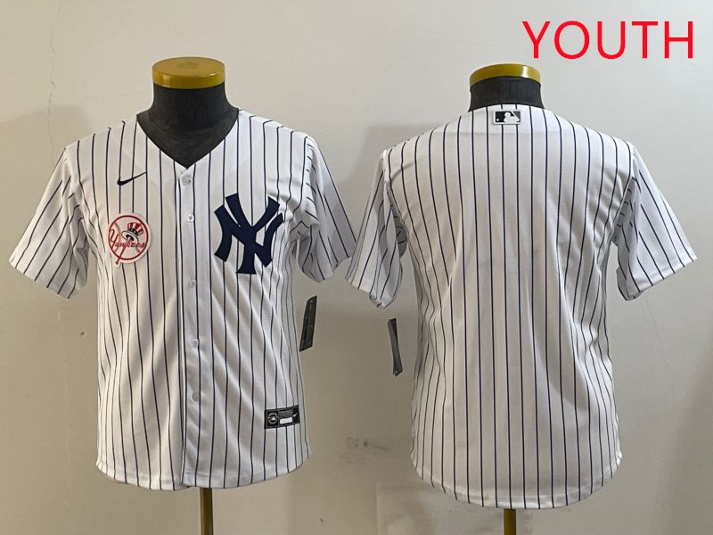 Youth New York Yankees Blank White Stripe Game 2025 Nike MLB Jersey style 10->youth mlb jersey->Youth Jersey